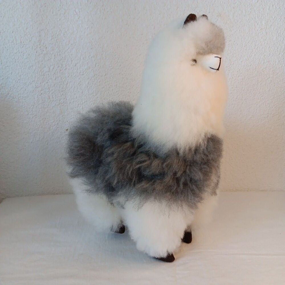 Peruvian Alpaca Fur Plush Llama Handmade 12inch Standing Stuffed Animal Imported - Picture 3 of 11